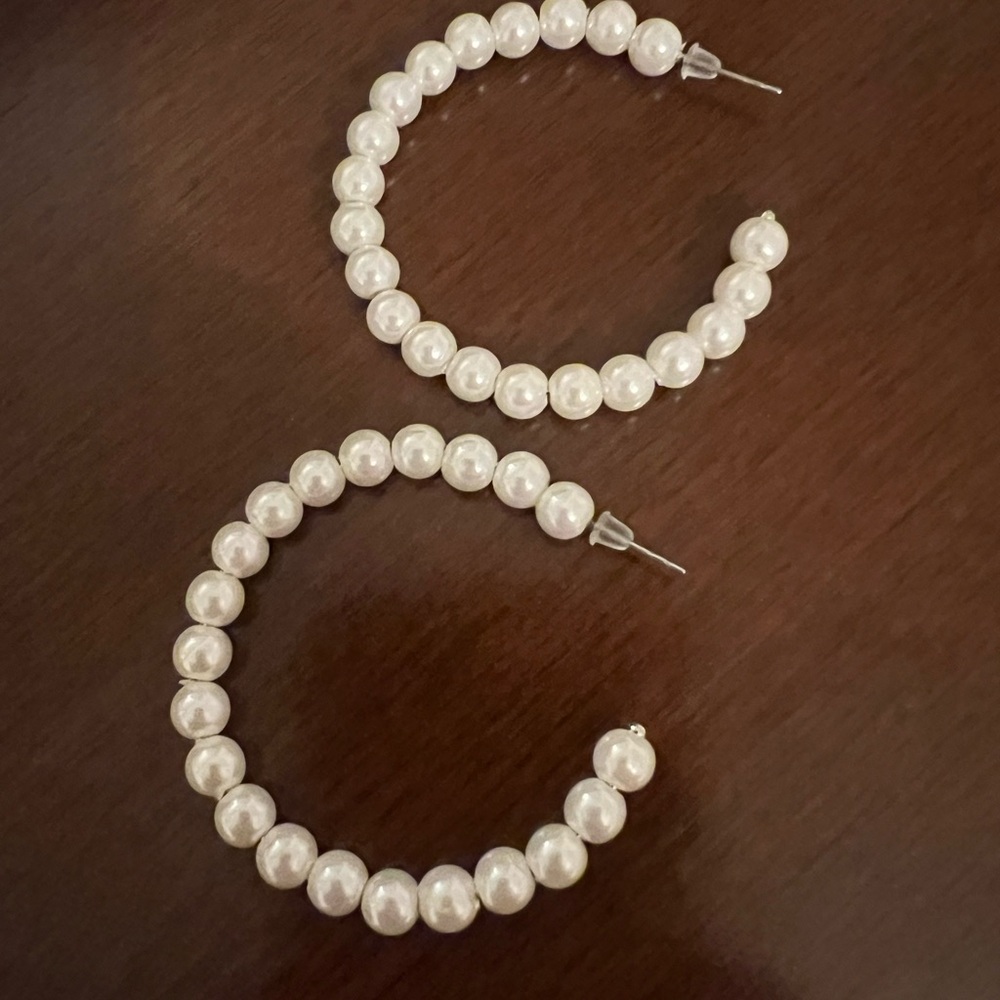 Elegant Pearl Hoop Earrings